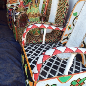 Beaded chairs at the African Art Village.